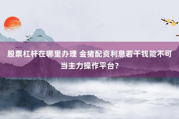 股票杠杆在哪里办理 金猪配资利息若干钱能不可当主力操作平台？