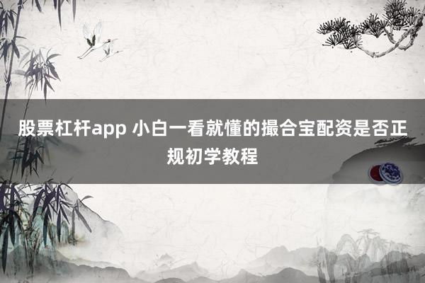 股票杠杆app 小白一看就懂的撮合宝配资是否正规初学教程