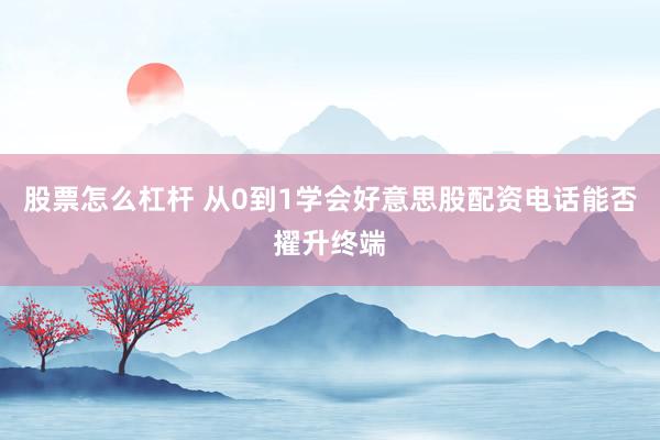 股票怎么杠杆 从0到1学会好意思股配资电话能否擢升终端