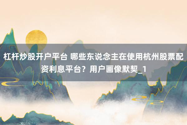 杠杆炒股开户平台 哪些东说念主在使用杭州股票配资利息平台？用户画像默契_1